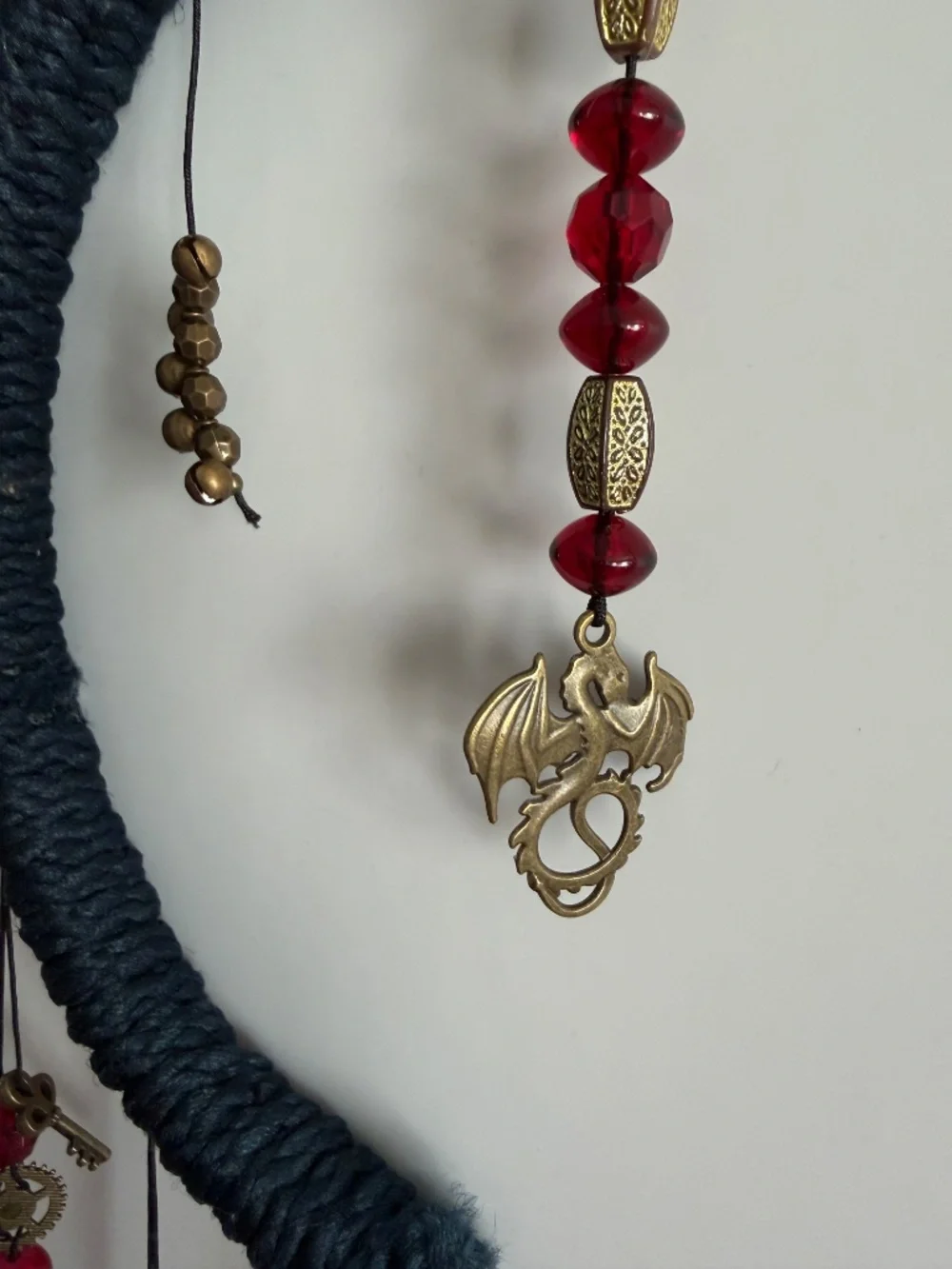 Witchy, SteamPunk Wall Art Dragon, Gears, Bells, Keys Half Moon Shape
